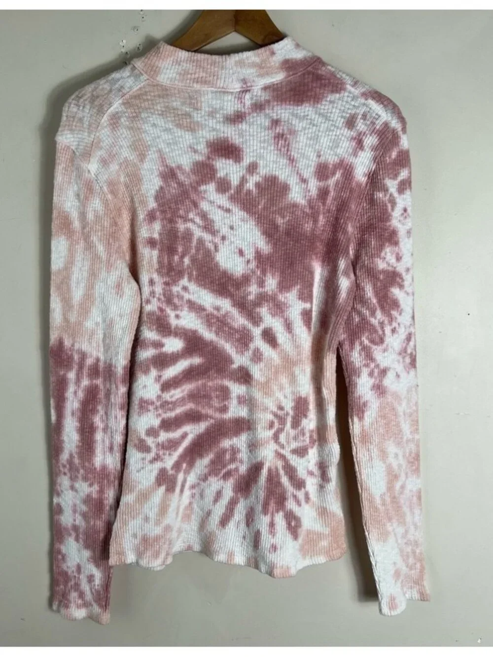 Free People We The Free Swirl Tie Dye Mock Neck Thermal Long Sleeve Size Large